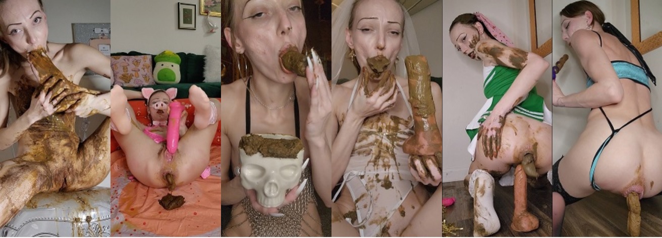 [Scatbook.com] Scatlina (2022-2024) / Scatlina [2024 г., Scat, Vomit, Piss, Prolapse, Fisting, Big shit, Solo, Eat shit, Dildo, Smearing, Piss Drinking, Masturbation, Toilet, 720p, CamRip]