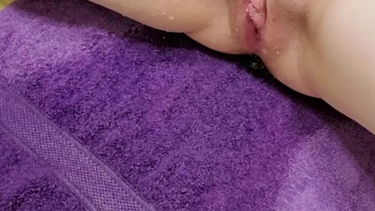 Up close female pee desperation with lots of leaking