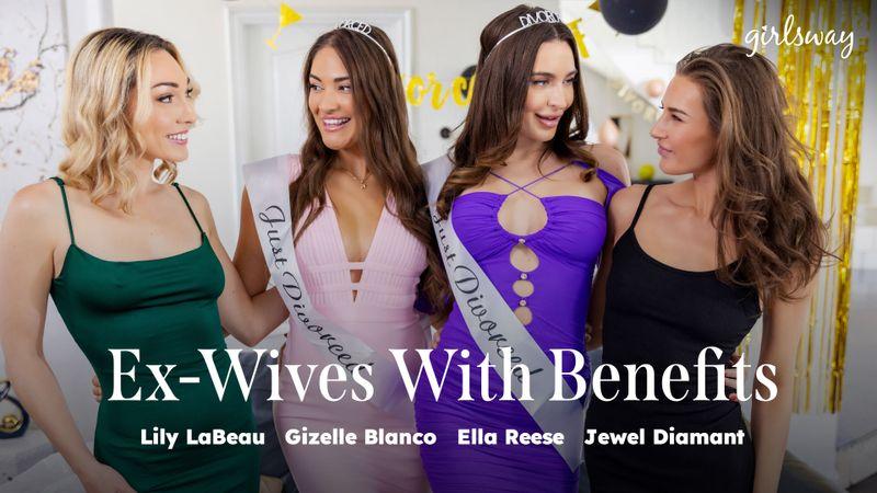 [GirlsWay.com] Gizelle Blanco, Ella Reese, Lily Labeau, Jewel Diamant - Ex-wives With Benefits [2025-10-05, Cunnilingus, Lesbian, MILF, Natural Tits, 1080p, SiteRip]
