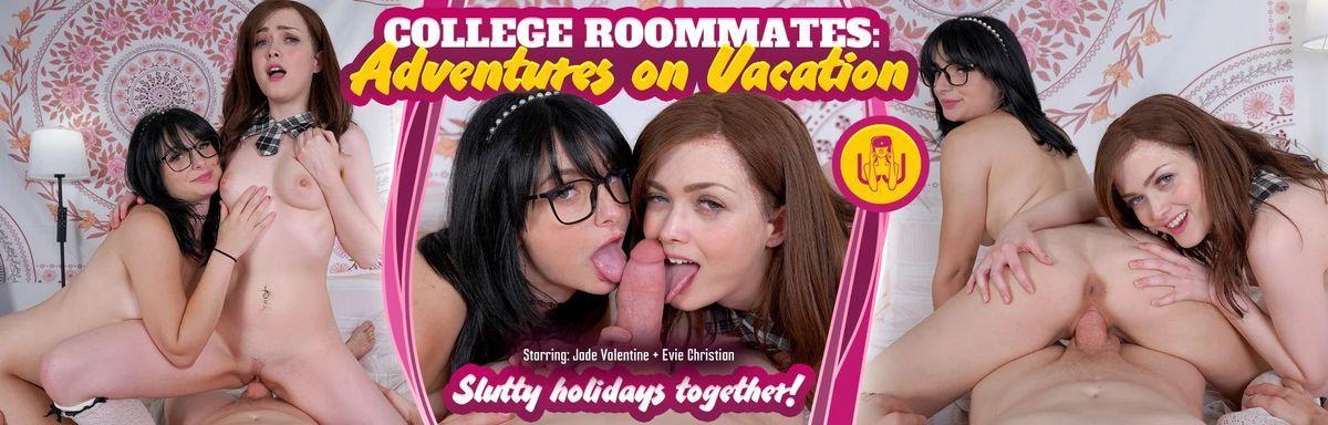 [26.54 GB] [RealJamVR.com] Evie Christian, Jade Valentine - College Roommates: Adventures on Vacation [2025-08-15, Anal, Blowjob, Brunette, Chestnut, Cowgirl, Doggystyle, F/F/M, Glasses, Hardcore, Lesbian, Missionary, POV, Pussy Licking, Reverse Cowgirl, Schoolgirl, Skirt, Small Tits, Teen, Threesome, Trimmed Pussy, VR, 8K, 4096p] [Oculus Rift / Vive]