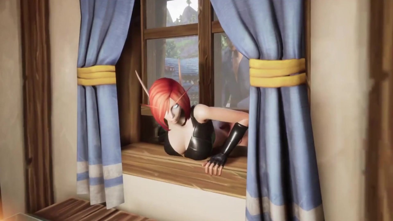 Elf thieve stuck on a window warcraft hentai parody