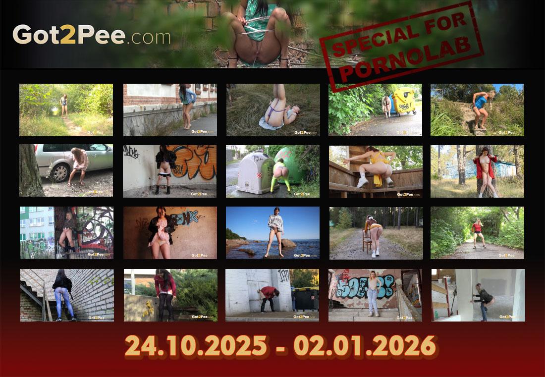 [8.9 GB] [Got2Pee.com] Got2Pee - 49 роликов [SiteRip updates of 24.10.2025 - 02.01.2026., Peeing, Outdoor, 1080p, 2160p, SiteRip]
