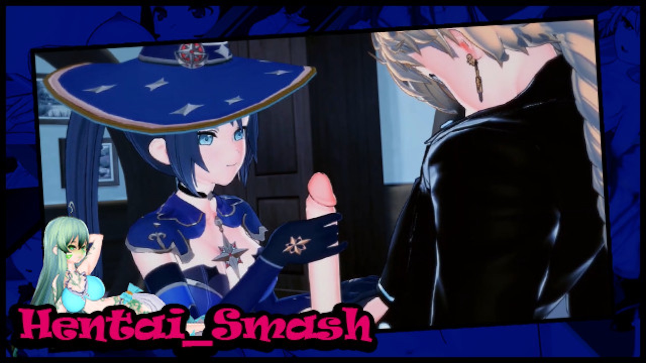 Genshin impact - мона скачет на члене эфира, позволяет ему кончить внутрь. 3D хентай.