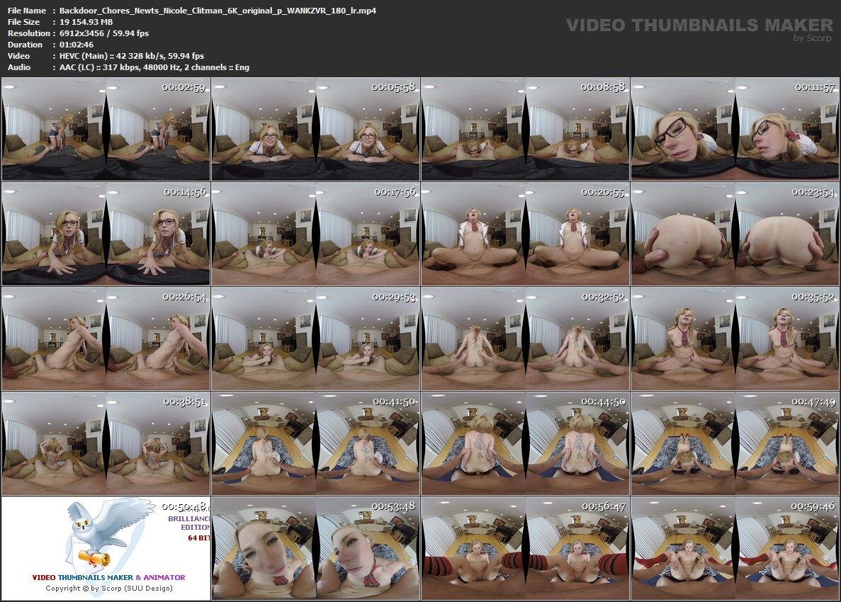 [WankzVR.com] Nicole Clitman – Backdoor Chores (Digitalally Remastered) [2017-06-06, VR, Anal Creampie, Anal Sex, Blonde, Blowjob, College, Couples, Cowgirl, Doggystyle, Interactive, Kissing, Missionary, Reverse Cowgirl, Small Tits, Throatfuck, Natural Tits, Stockings, Uniform, SideBySide, 3456p, SiteRip] [Oculus Rift / Vive] – Porn torrents download